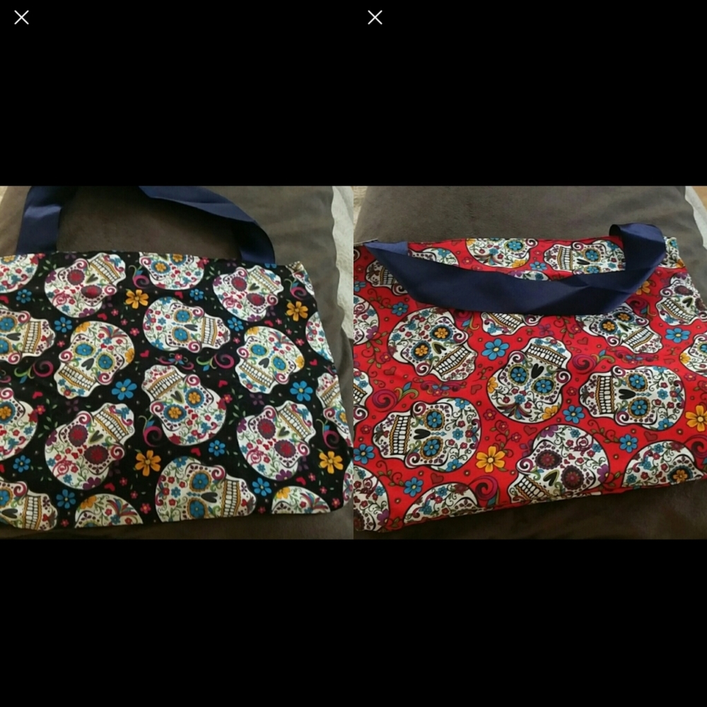sugar skull reversible bag and patch New